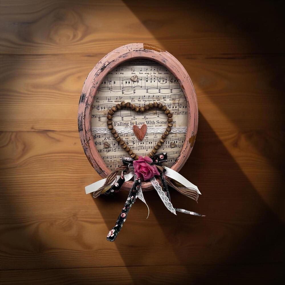 OOAK Vintage Upcycled Chippy Hearts Handmade DIY  Valentines Pink Folkart Decor